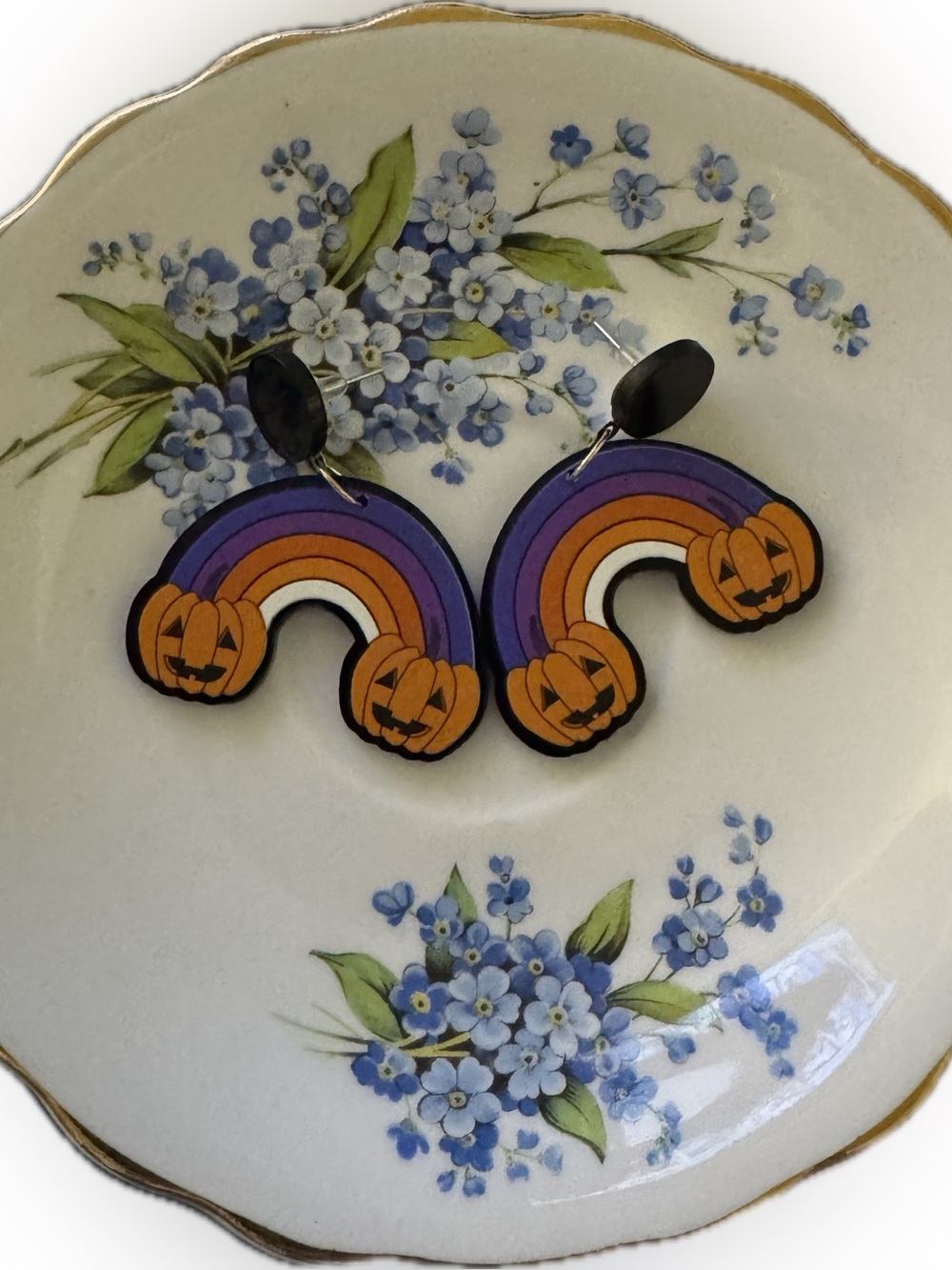Rainbow Pumpkin Halloween Earrings